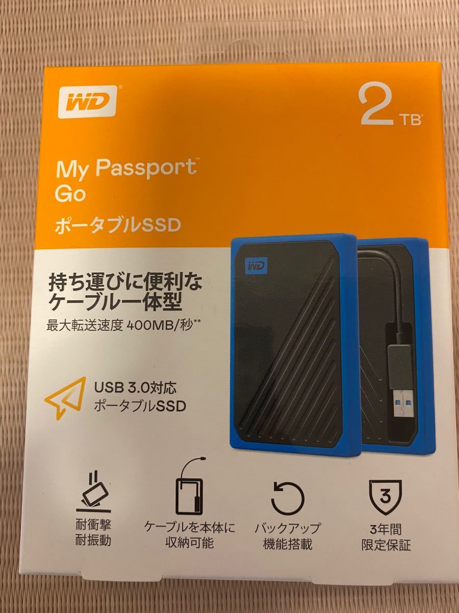 【3年保証】WDBMCG0020BBT-JESN My Passport Go SSD 2TB ポータブルHDD Portable