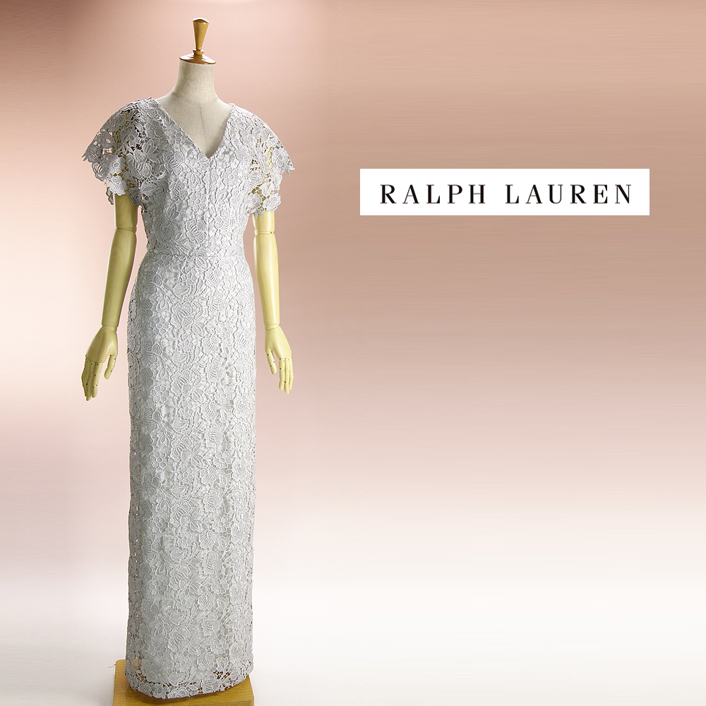Ralph Lauren フォーマルドレス 刺繍&レース SILVER Yahoo!オークション - 新品 ラルフローレン 8/13号 シルバー 花