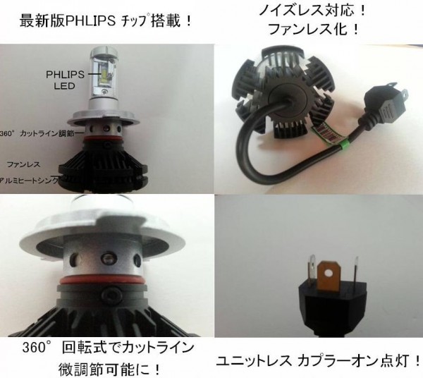 キャラバン E25 E26 ノート NE E12 H4 PHILIPS LED 12000lm Hi Lo ヘッドライト CREE製 T10 セット 車検対応_画像2