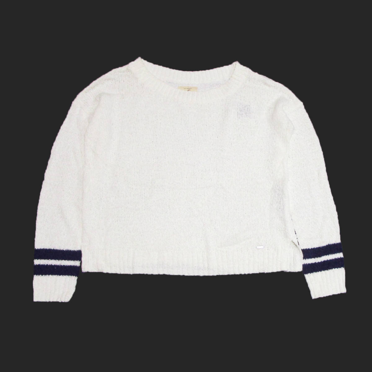 ★SALE★Hollister/ホリスター★袖ボーダークルーニット (White/Navy/S)_画像2