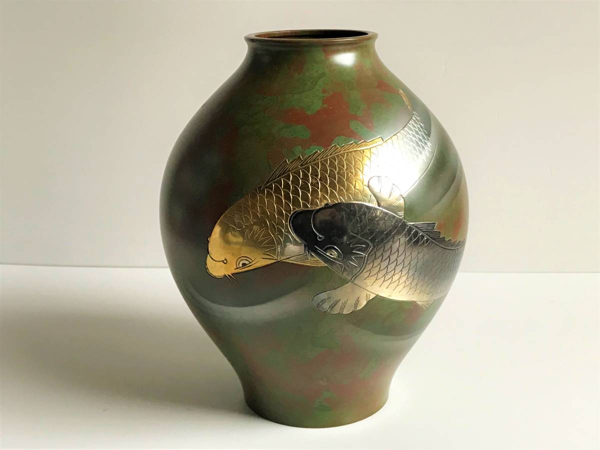 新しい 高岡銅器 鯉 コイ 花瓶 一輪挿し - htii.edu.kz