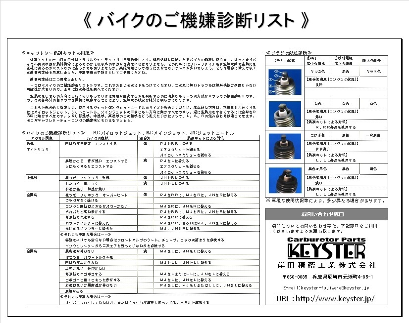 ■ FH-0178N　XL250　S / SZ　キャブレター リペアキット キースター　KEYSTER　燃調キット5_画像4