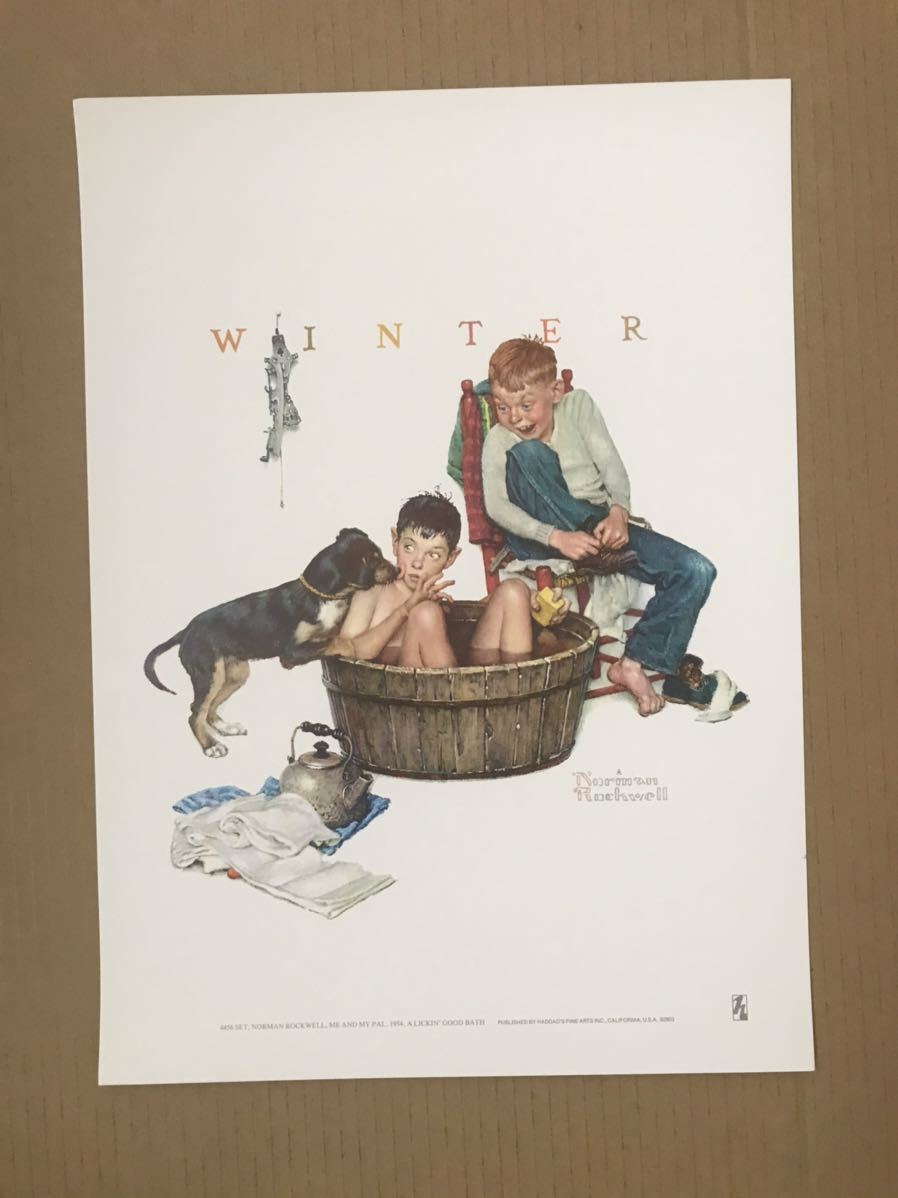 ★J28★ NORMAN ROCKWELL/ノーマン・ロックウェル「私と友達1954年舐める良い風呂」ポスター_画像2