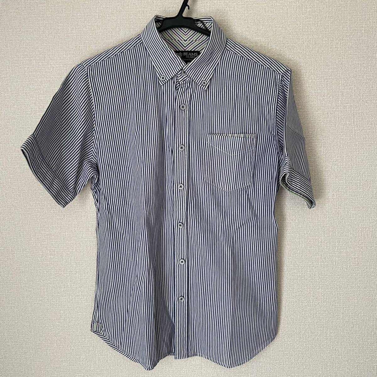  short sleeves shirt stripe shirt button down BEAMS S