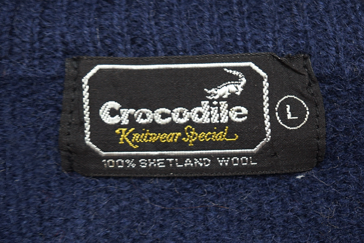 【送料無料】80S オールド クロコダイル シェットランドウールニット 雪柄 セーター メンズL ヴィンテージ 古着 Crocodile CH0751