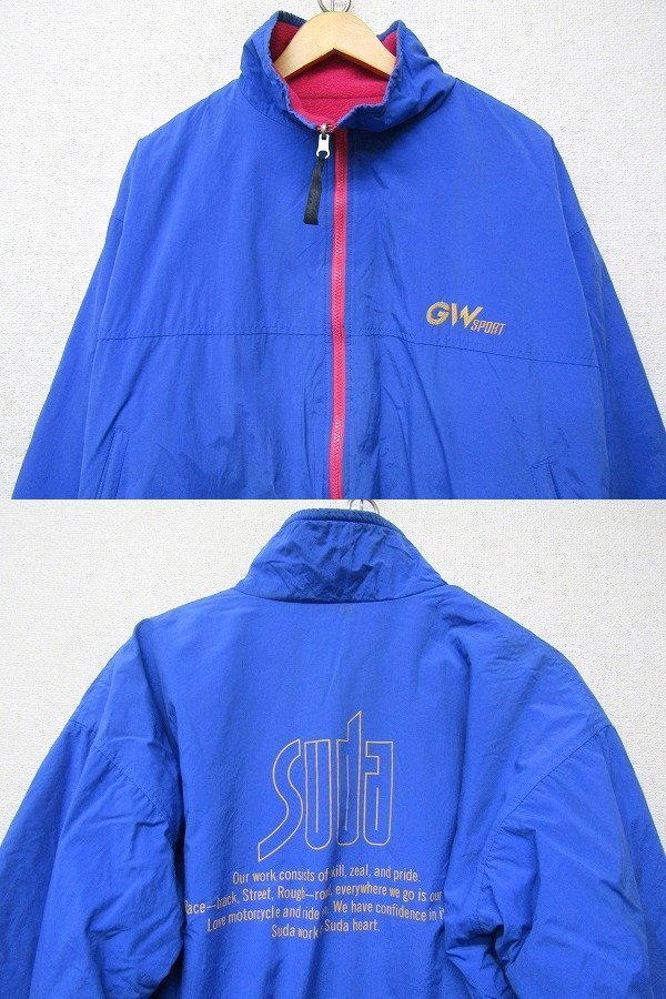 S1900:訳アリ 日本製 GW SPORT ジャケット/175/青 ピンク/リバーシブルジャケット フリースジャケット ブルゾン ジャンパー_画像4