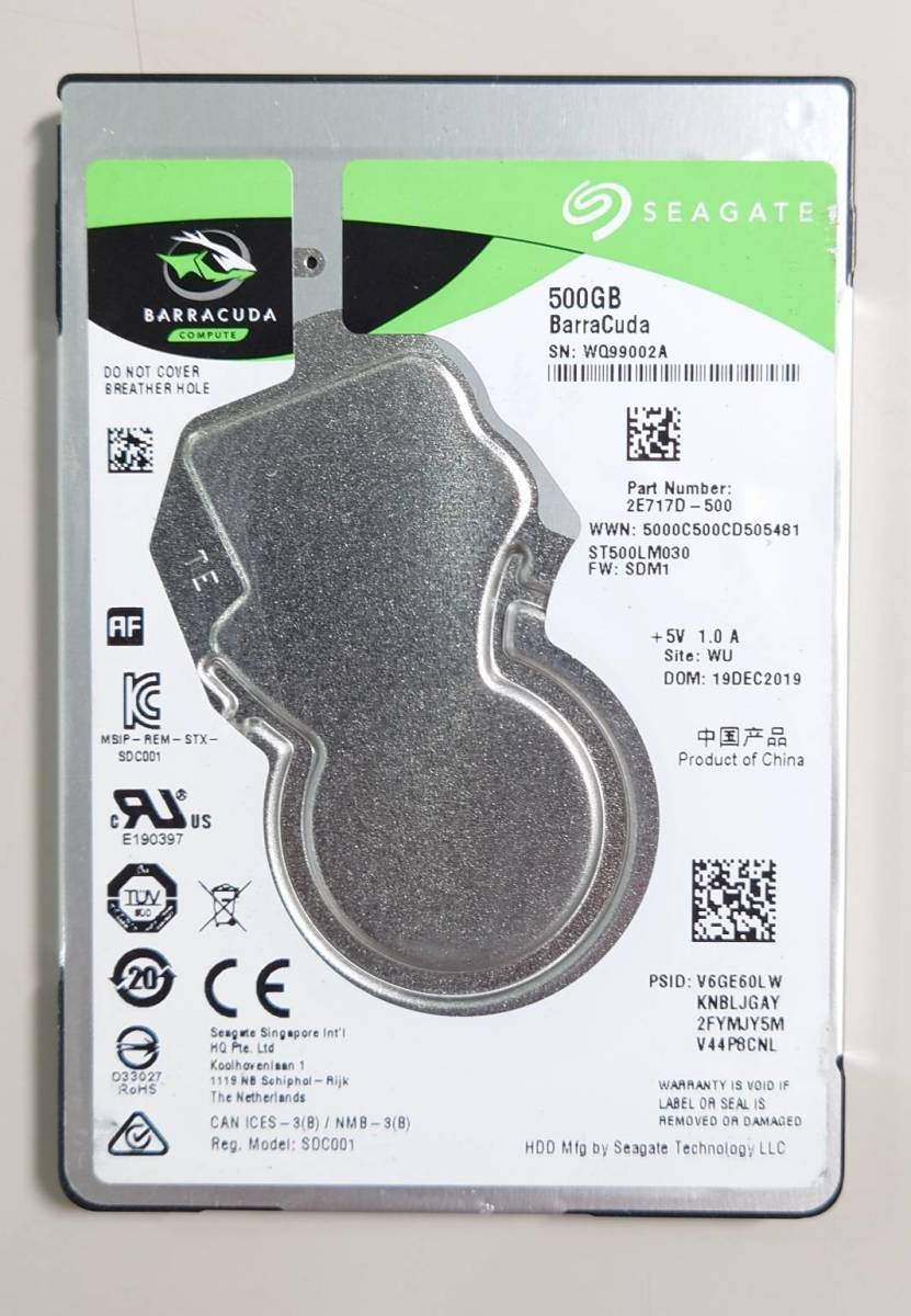 魅了 SEAGATE KN1169 ノート用HDD 使用時間:0時間 500GB ST500LM030