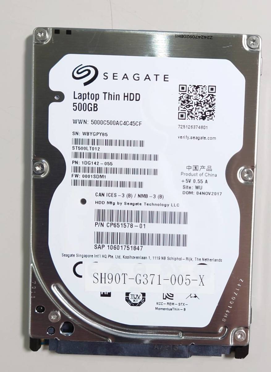 沸騰ブラドン SEAGATE KN1239 2.5インチ 使用時間:0時間 ST500LT012
