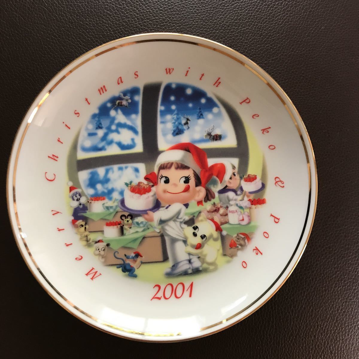 未使用品！　ペコちゃん　クリスマス絵皿　2001_画像1