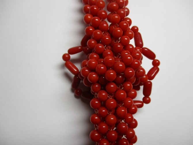 (887) red .. approximately 81cm 93g long necklace loop Thai 