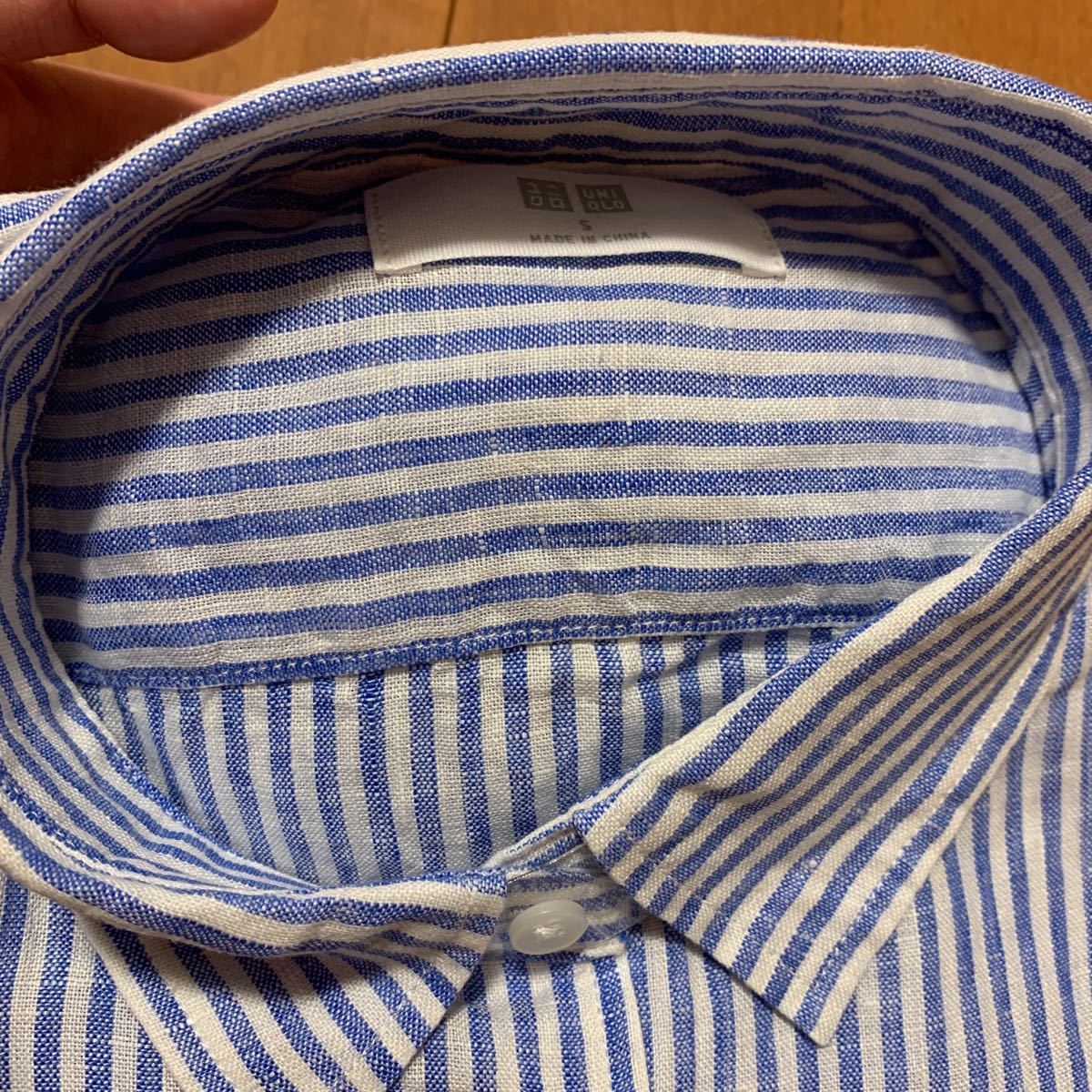 UNIQLO ユニクロ Wプレミアムリネンストライプシャツ（長袖）カラー64Blue サイズS 新品タグ付き 2016SS
