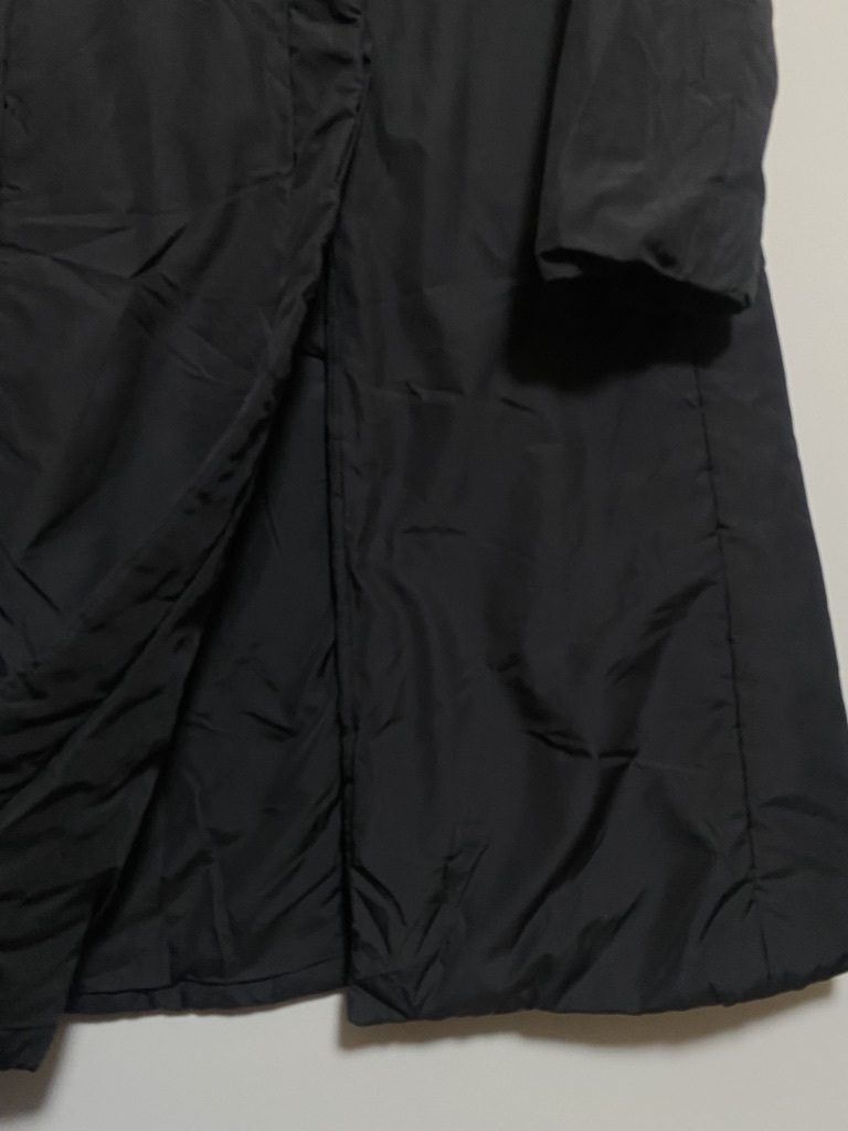 ▼ BCBG MAXAZRIA 中綿 フーデッド ロングコート S 黒 ブラック フーディー 比翼仕立て ボタンコート アウター バックスリット_画像5