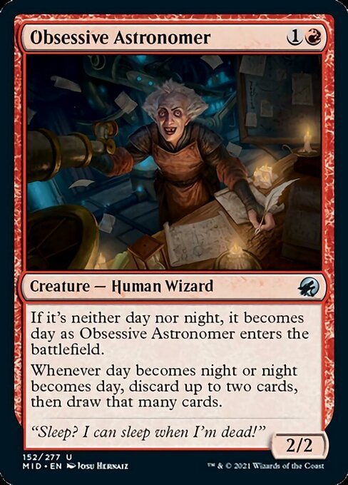 MTG ■赤/英語版■ 《偏執的な天文学者/Obsessive Astronomer》★FOIL★イニストラード真夜中の狩り MID_画像1