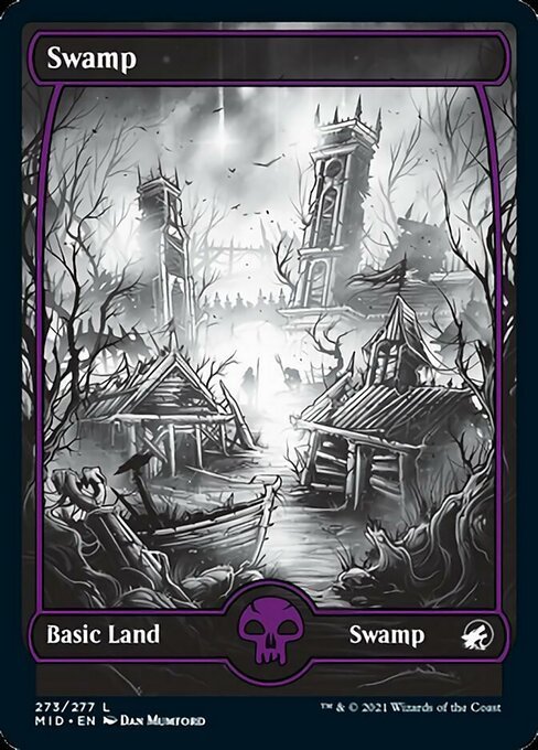 MTG ■土地/英語版■ 《沼/Swamp》★FOIL★イニストラード真夜中の狩り MID_画像1