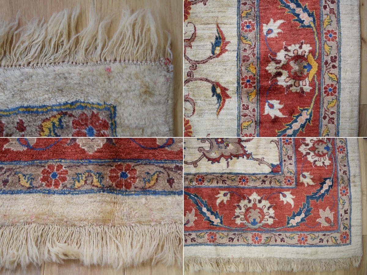 美品 ペルシャ 部族絨毯 シラーズ 6m2 6帖 3人ソファ サイズ 300 x 211
