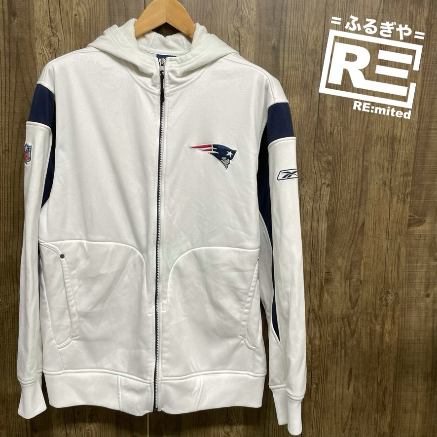 Reebok リーボック NFL ペイトリオッツ フルジップパーカー ワンポイント 白 L フットボール_画像1