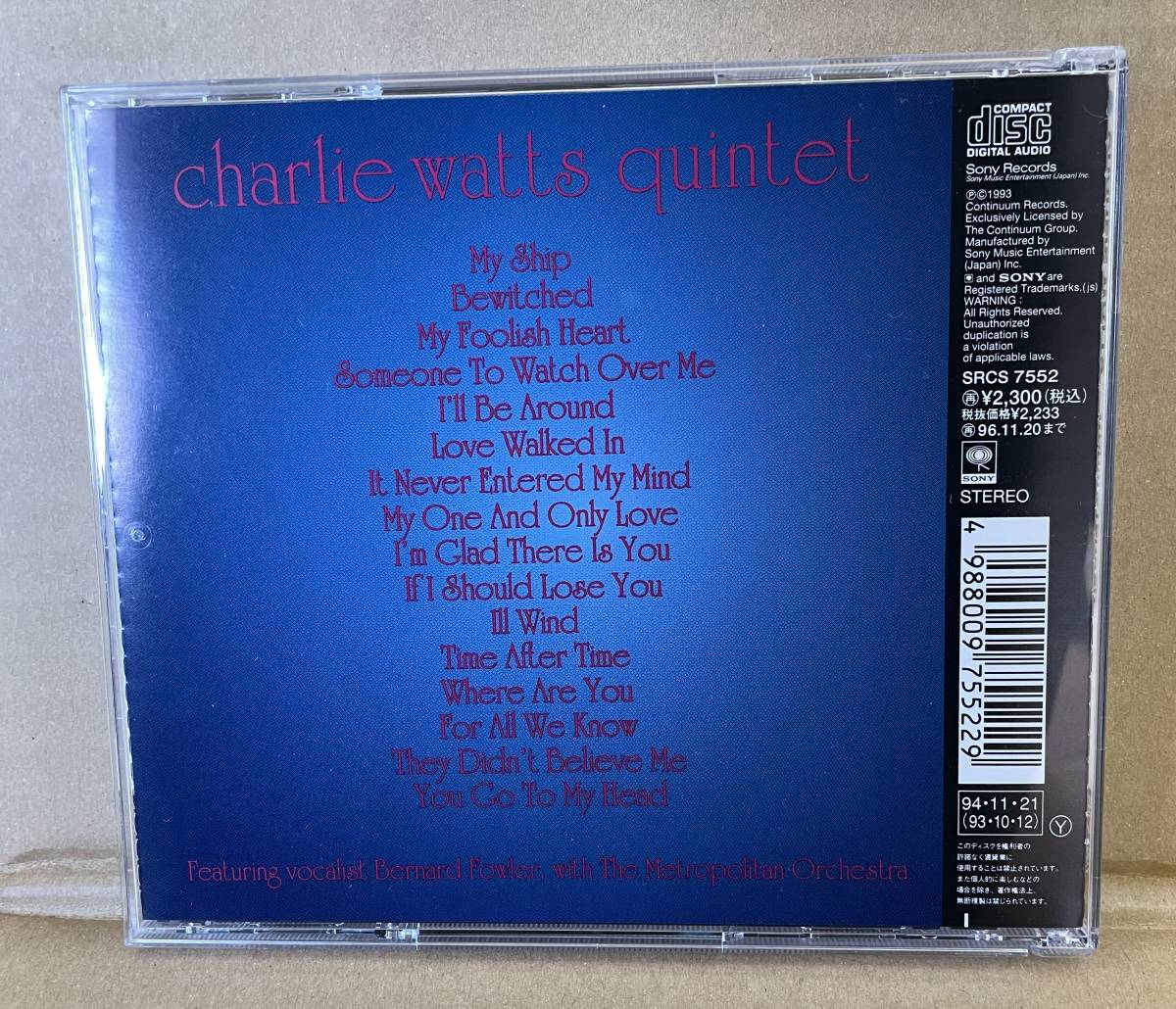 T-1576 チャーリー・ワッツ 「ウォーム＆テンダー」charlie watts WARM&TENDER ローリングストーンズ ドラマー93年ソロ stones 中古CD_画像2