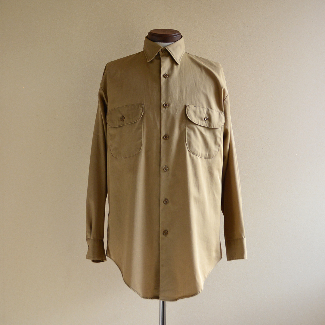 60s70s Tuf-Nut ワークシャツ 実寸ML / ベージュ チノ タフナット ビンテージ 古着 USA アメカジ
