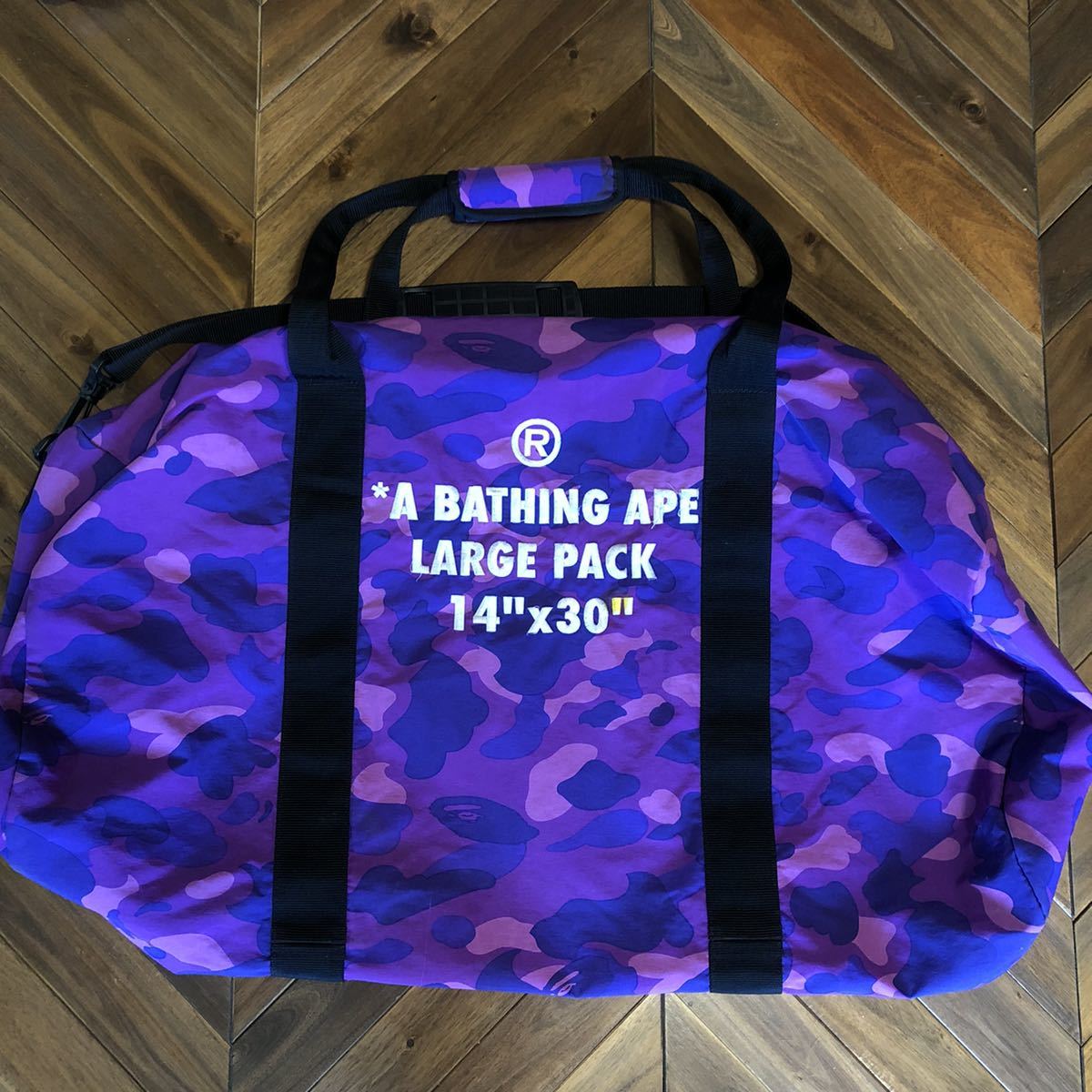 安価 LARGE duffel bag purple camo ダッフルバッグ ボストンバッグ エイプ BAPE A BATHING APE