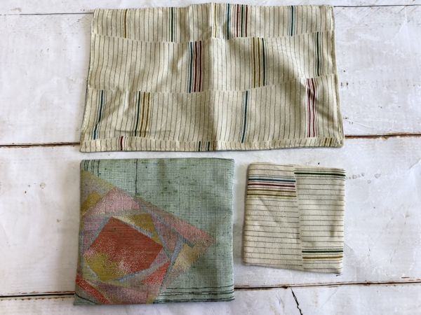  kimono remake shopping bag . tea set 5 kind 6 sheets bag / mat / Coaster etc. silk .. hand made peace pattern old Japanese-style house Japanese style interior miscellaneous goods 