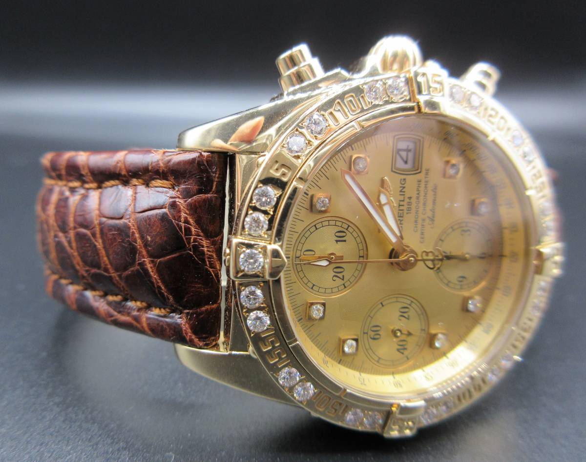 BREITLING Breitling Chronomat bezel . face after diamond does YG pure gold 39 44 GT C13356 Evolution Hublot 