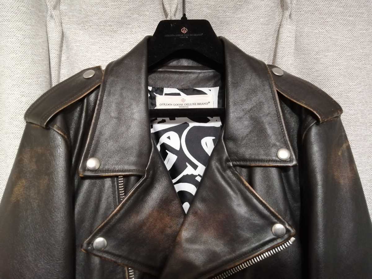 GOLDEN GOOSE レザー ライダースジャケット 加工 サイズxs(日本サイズ