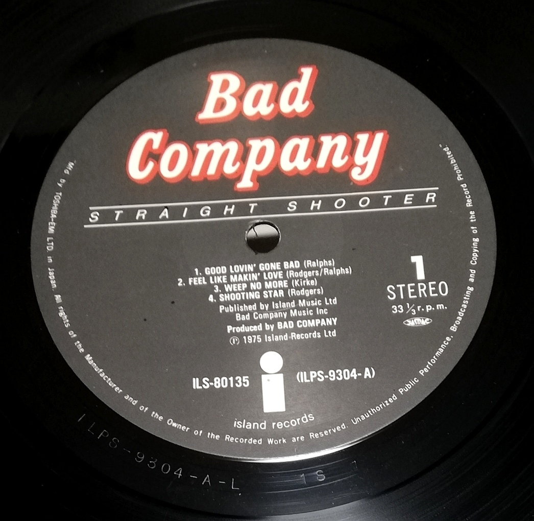 LP　BAD COMPANY バッドカンパニー STRAIGHT SHOOTER ストレートシューター/ILS-80135_画像7