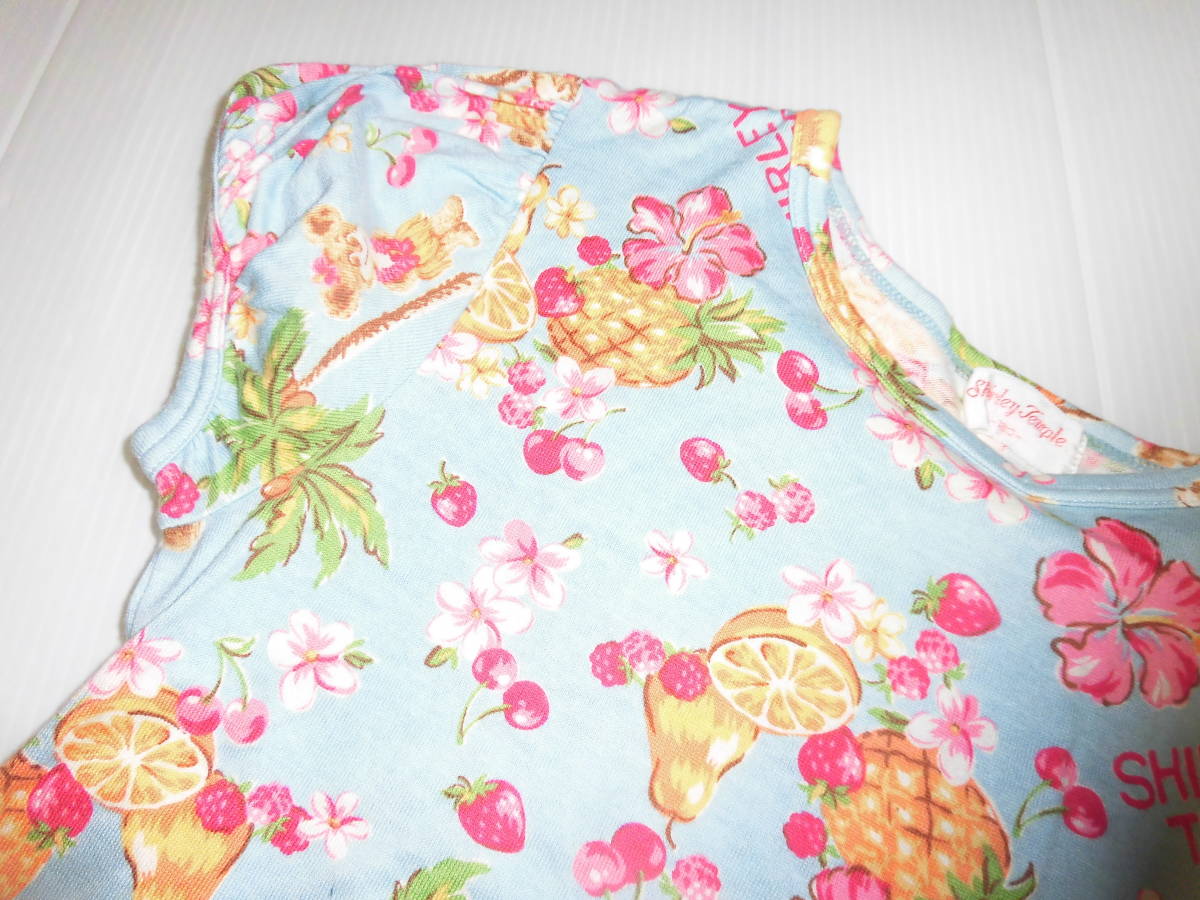 １２０♪シャーリーテンプル♪パフ袖！お花＆フルーツ柄 Tシャツ☆の画像2