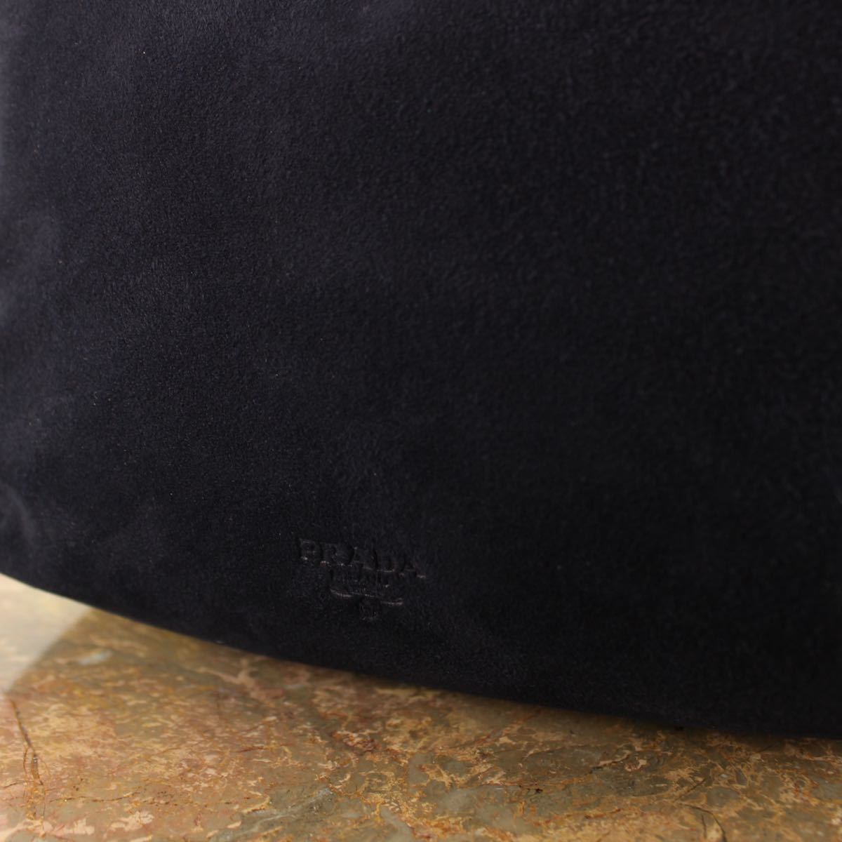 PRADA LOGO EMBOSSED SUEDE LEATHER CHAIN SHOULDER BAG MADE IN ITALY/プラダロゴ型押しスウェードレザーチェーンショルダーバッグ_画像5