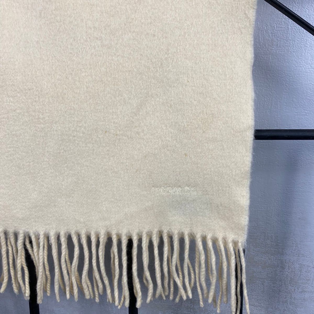 HERMES LOGO CASHMERE100% MUFFLER MADE IN SCOTLAND/エルメスロゴカシミヤ100%マフラー ② 7
