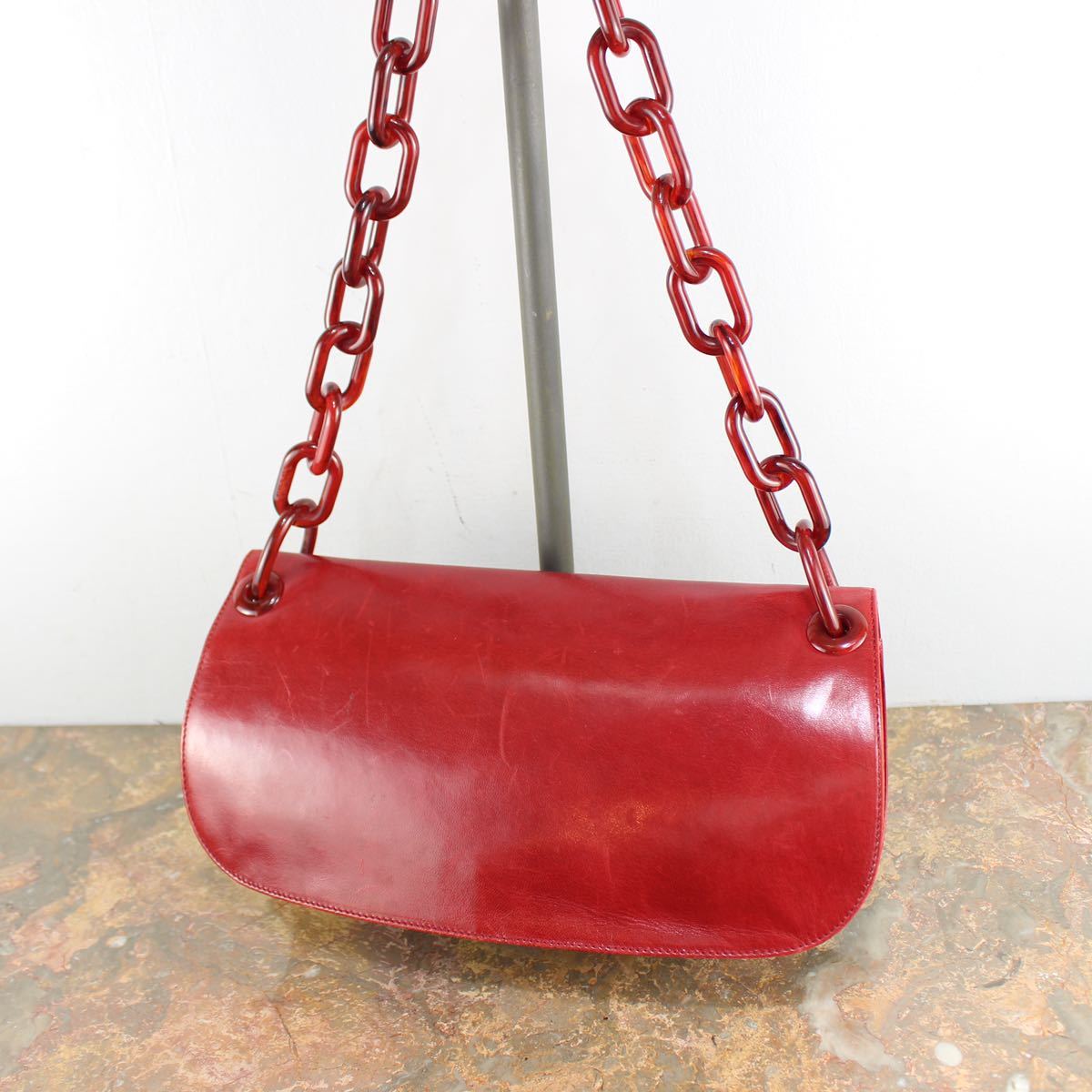 PRADA LOGO LEATHER CHAIN SHOULDER BAG MADE IN ITALY/プラダロゴ