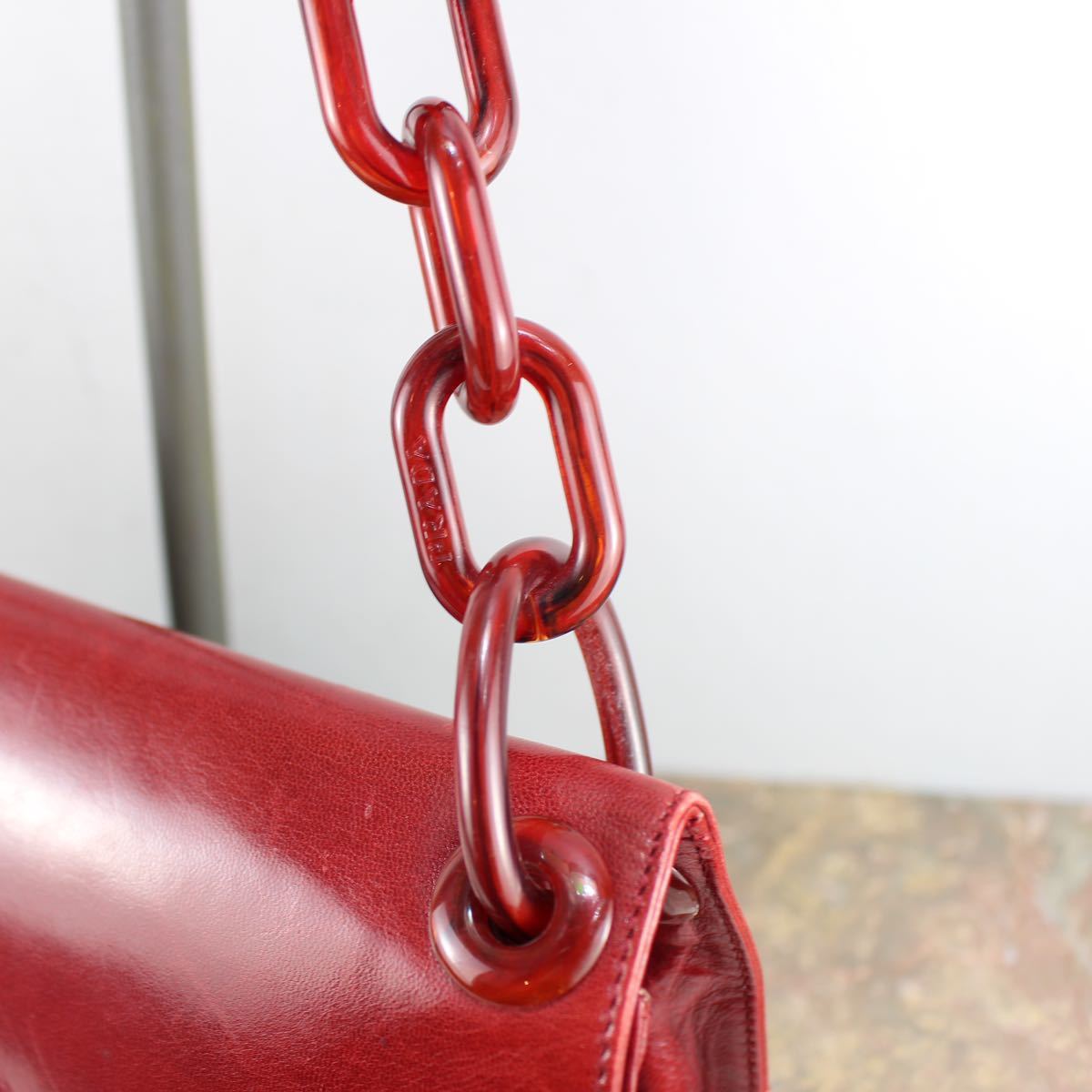PRADA LOGO LEATHER CHAIN SHOULDER BAG MADE IN ITALY/プラダロゴ