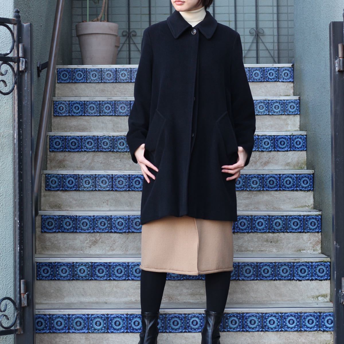 SPORTMAX MAX MARA ANGORA CASHMERE BREND WOOL COAT MADE IN ITALY/スポーツマックスマックスマーラアンゴラカシミヤ混ウールコート_画像1