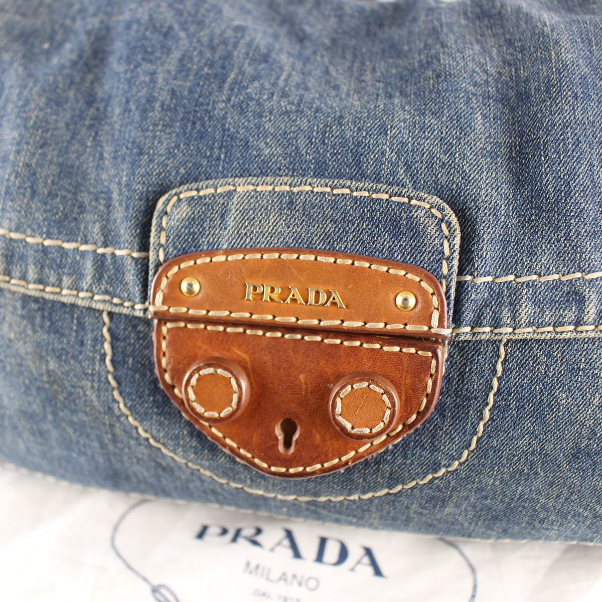 PRADA LOGO DENIM CHAIN SHOULDER BAG MADE IN ITALY/プラダロゴデニムチェーンショルダーバッグ