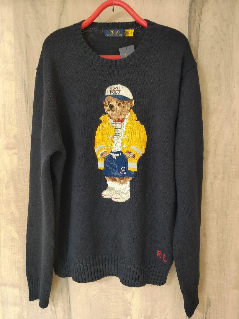 XL 新品！ラルフローレン ポロベアー ポロベア RL-93 コットンニット セーター ニット 紺 ネイビー NAVY POLO BEAR 1993 1992 92_画像1