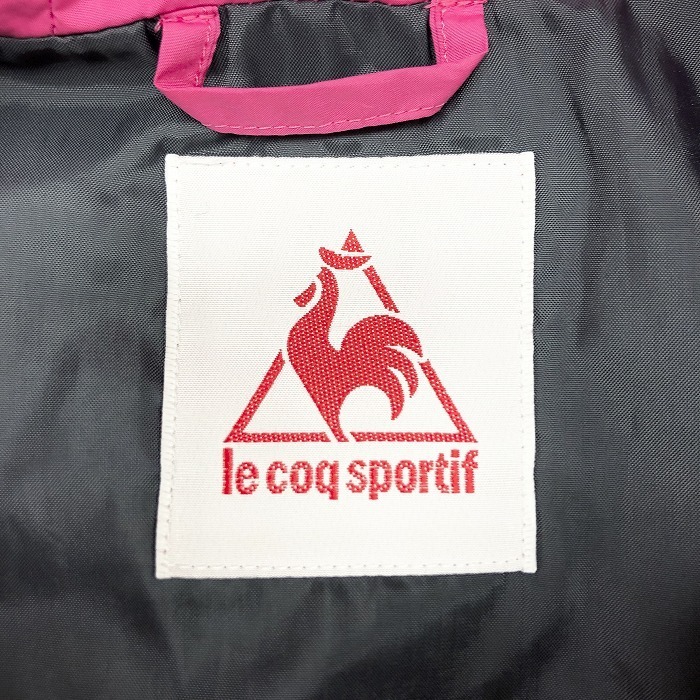 le coq sportif ルコックスポルティフ L レディース 中綿 ジップアップ ベスト パーカー ノースリーブジャケット ロゴ刺繍 ポリ100% ピンク_画像3