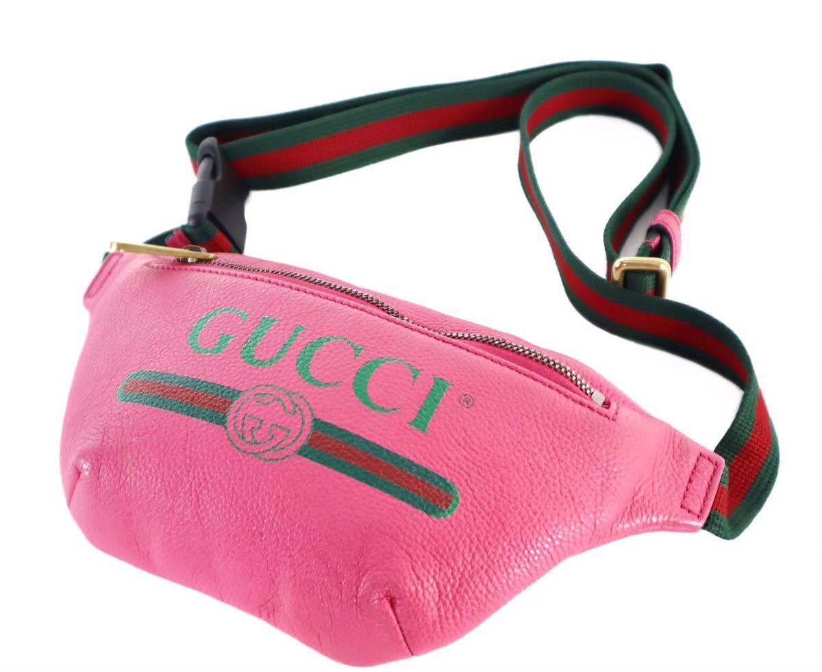 美品 GUCCI グッチ ウエストポーチ ボディバッグ ヴィンテージプリント