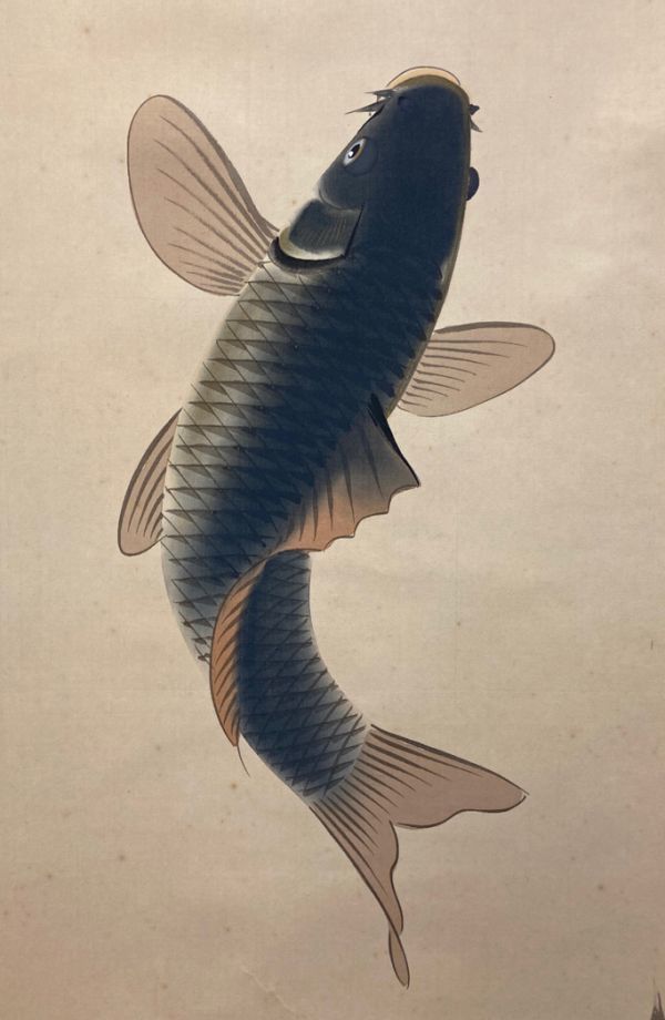 作者不詳 松琴筆 金魚 絹本肉筆掛軸 作者不詳 松琴筆 金魚 絹本肉筆掛軸 松琴筆 金魚の図 絹本