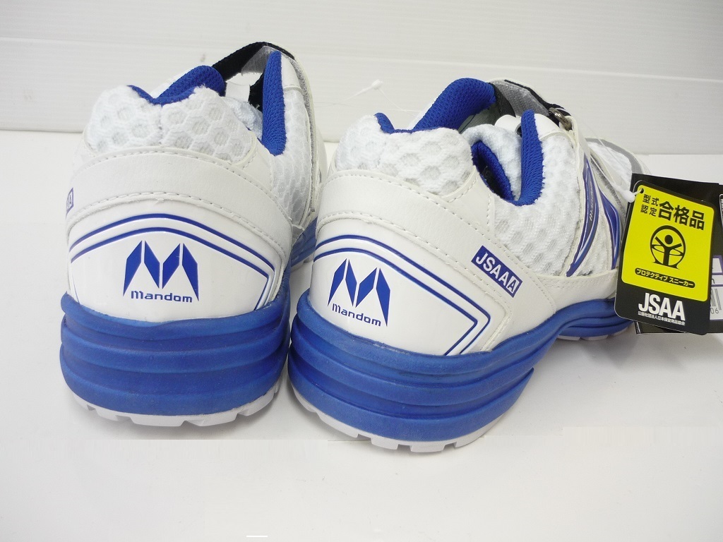 #741| cheap! unused! resin made . core safety shoes safety shoes white × blue 24.5cm JSAA A kind oil resistant bottom . impact absorption mesh Magic 