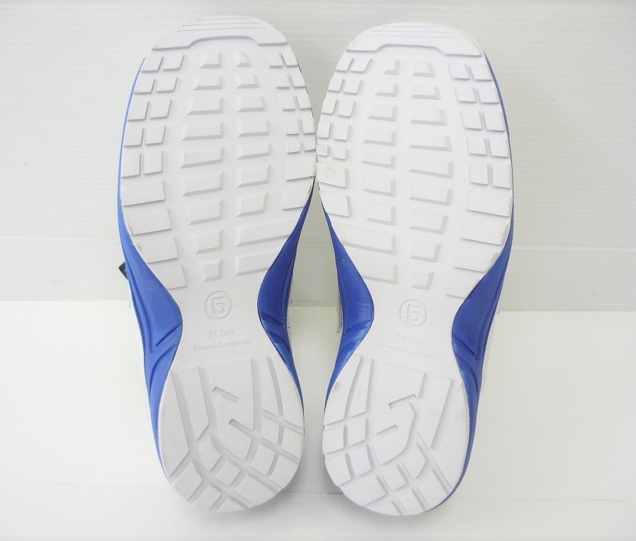 #741| cheap! unused! resin made . core safety shoes safety shoes white × blue 24.5cm JSAA A kind oil resistant bottom . impact absorption mesh Magic 