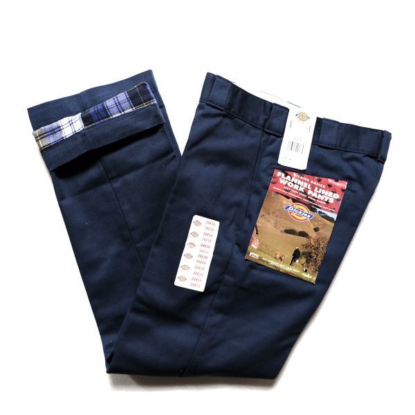 デッドストック 90's USA製 ディッキーズ Dickies 874 ネルライナー ワークパンツ 紺 (30×30) ネイビー TALON 90年代 アメリカ製 オールド