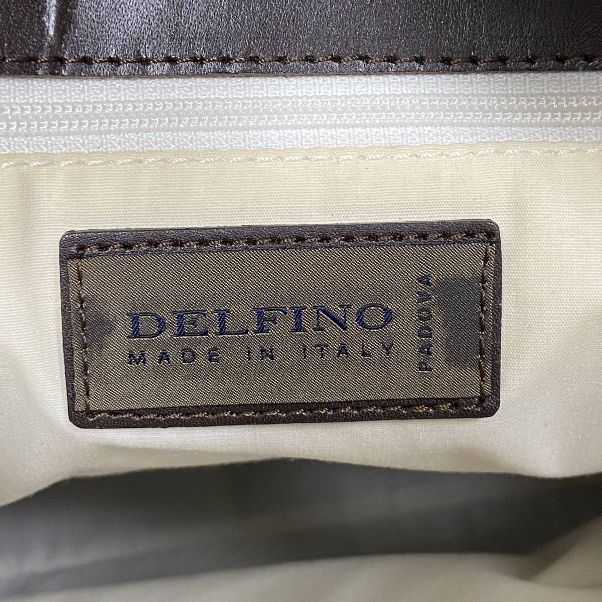 【未使用品】イタリア製 ショルダーバッグ DELFINO 革 黒 レザー デルフィーノ メンズ レディース ユニセックス ハンドバッグ