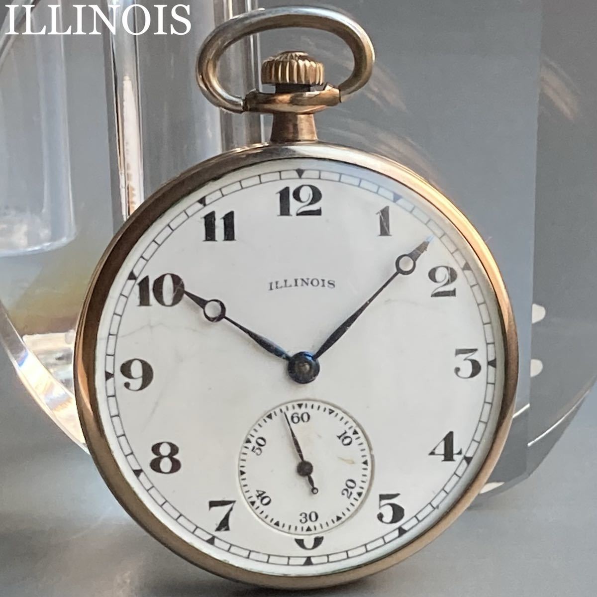 【動作良好】ILLINOIS イリノイ アンティーク 懐中時計 1910年代 ケース径42㎜ ビンテージ ポケットウォッチ オープンフェイス アメリカ_画像1