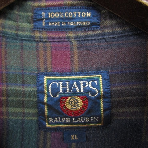 ★80s 90s★ ビッグ サイズ XL チャップス ラルフ ローレン 長袖 ネル シャツ CHAPS RALPH LAUREN 古着 ビンテージ 1N0995_画像7