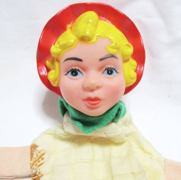 1960年代USA可愛いソフビパペット人形ヴィンテージ赤帽レディ_画像2