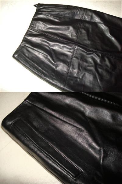 美品 ef-de エフデ フランドル 日本製 艶黒 レザースカート 9号M_画像2