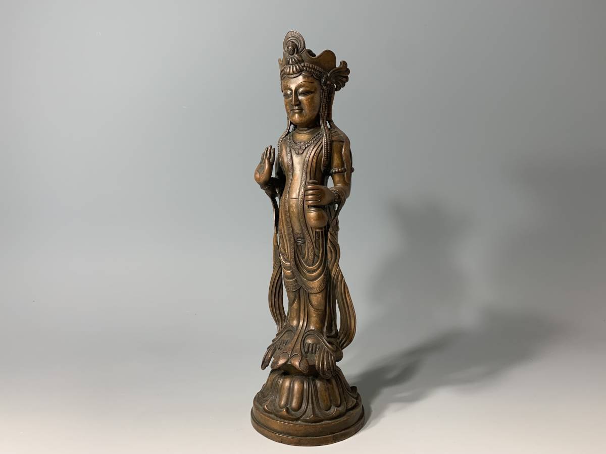 ヤフオク! - 時代 仏教美術 銅製 観音菩薩立像 / 仏像 唐物 骨董