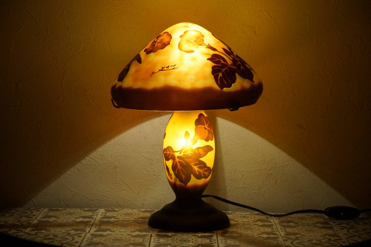 エミール ガレ 特大 H40cm ２灯 ランプ ナイトスタンド フロア照明