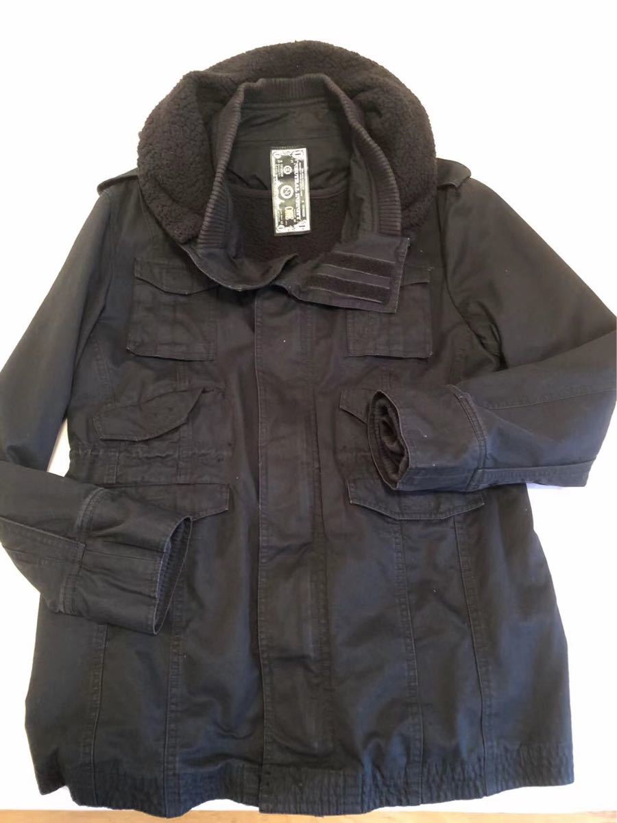 防寒ミリタリージャケット モッズコート M-65フィールドジャケット　ブラック 実質Lサイズ