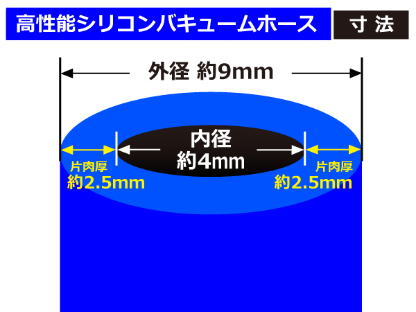 【訳有り大特価！在庫限り】 特殊規格 高性能 バキューム ホース 内径Φ4mm 全長50cm 青色 ロゴマーク無し 汎用品_画像3